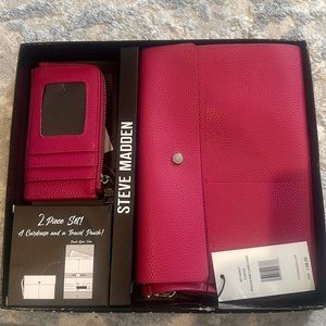 Fushia Steve Madden wallet and travel case set!